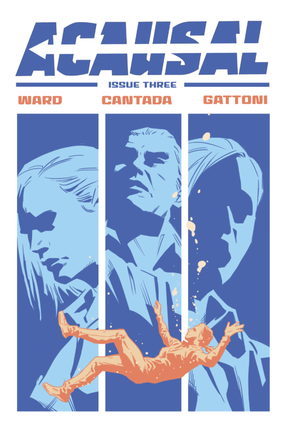 Acausal #3 cover depicts woman sinking in water